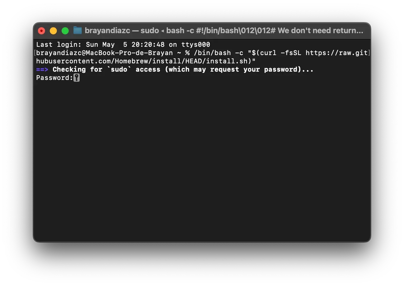 Instalación de Homebrew en macOS