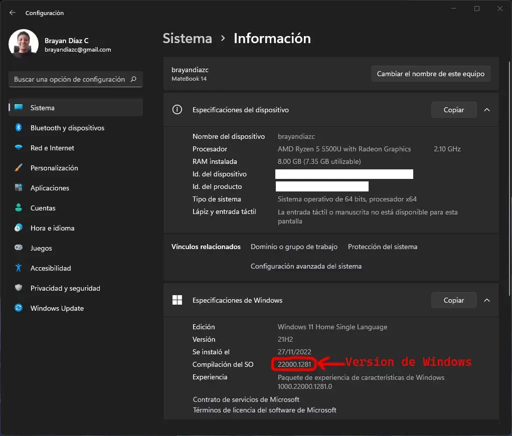 Verificar versión de Windows